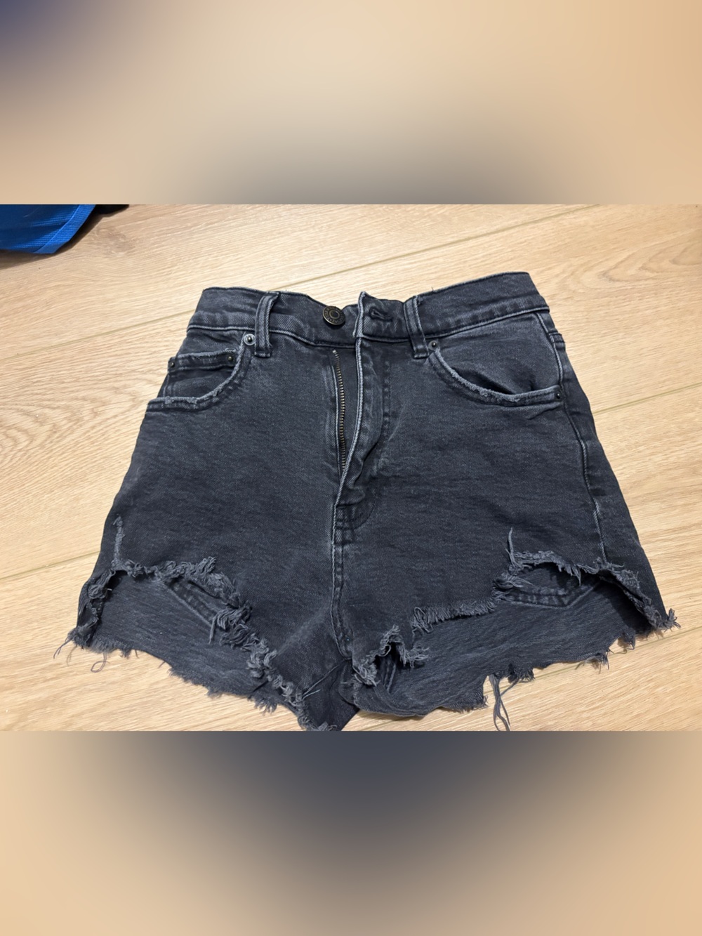 Woman’s High-Rise Distressed Denim Shorts - Black Size 0